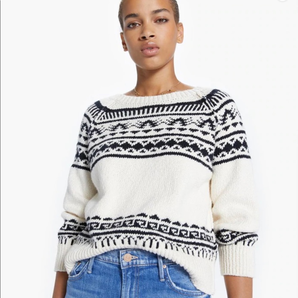 Mother Denim The Boat Square Jumper in Black and White Size Small